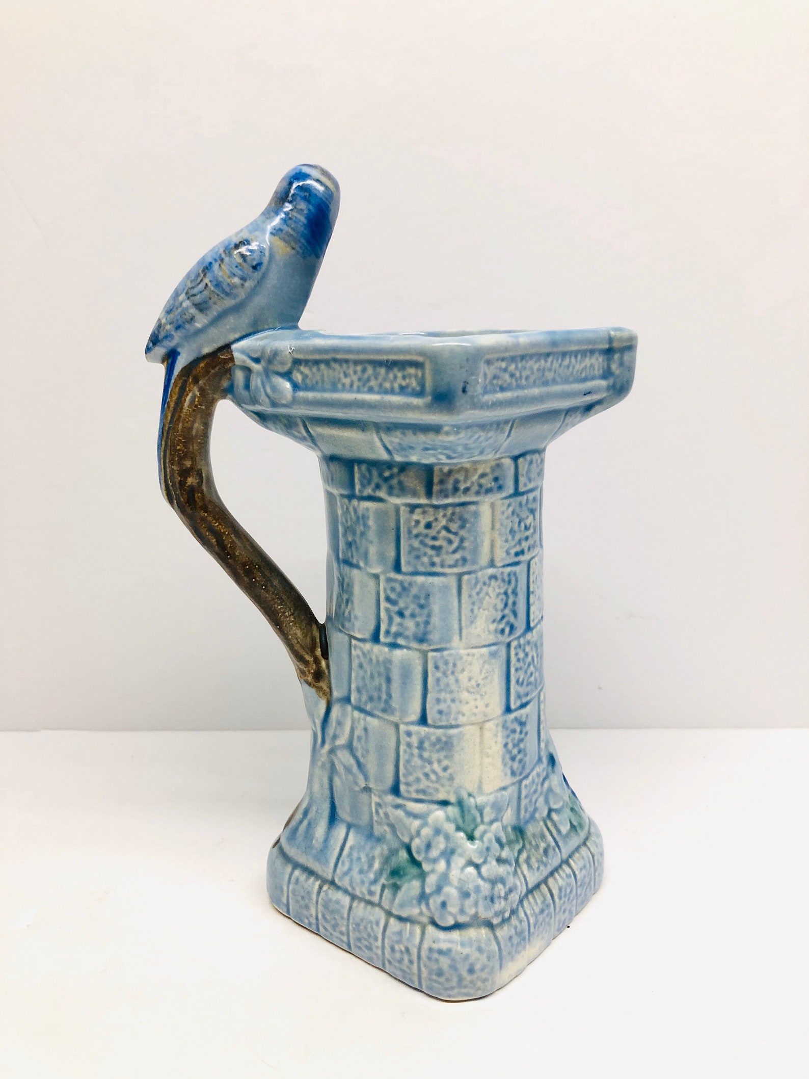 Vintage Blue Wade Budgerigar Bird Handle Pitcher Jug Vase Etsy