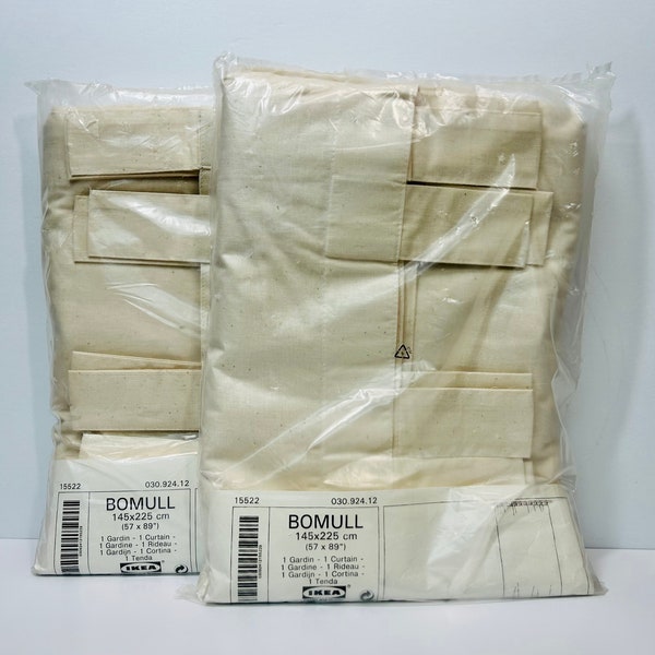 Pair of Ikea Bomull Curtain Panels 57" x 89" Unbleached Cotton 100%