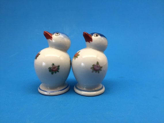 Vintage Bird Salt And Pepper Shakers Japan Black Orange Silver Iridescent Ebay