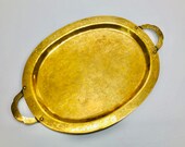 Ornate Vintage Chinese Brass Handled Tray Etched Phoenix and Dragon Very Ornate Yin and Yang Symbol of Marital Bliss Feng Shui