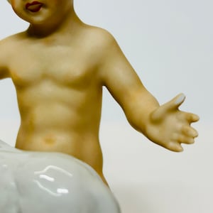 Vintage Porcelain Schaubach Kunst Boy Playing with Lamb Figurine Wallendorf Cherub Putto Germany AS IS image 8