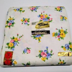 Vintage Tex Made Floral Flat Sheet: Springtime Double Bed, Canada