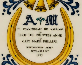Vintage 1973 Aynsley Princess Anne Wedding Commemorative Plate