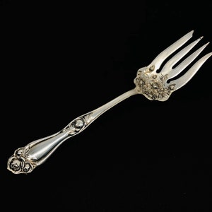 Antique Silver Plate Cold Meat Fork Rogers Bros 1847 American Beauty Rose 1909 FREE US SHIPPING