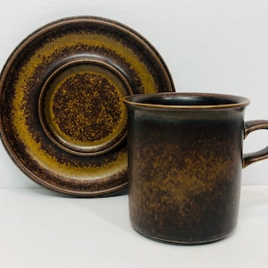 Vintage Ruska Arabia of Finland Small Cup and Saucer Mid Century Finnish Design by Ulla Procope