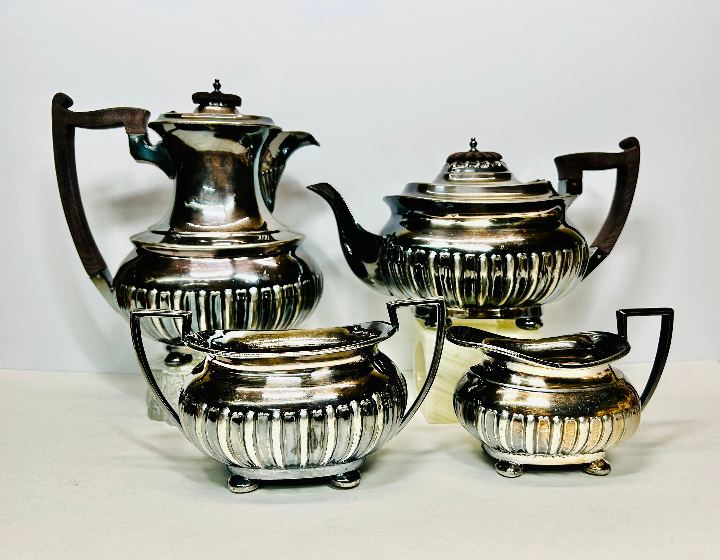 Antique Art Deco Silver Plated Tea Set: Walker and Hall, Sheffield