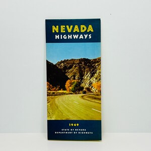 Vintage 1949 carte des autoroutes du Nevada à dépliant, carte officielle des autoroutes Rand McNally
