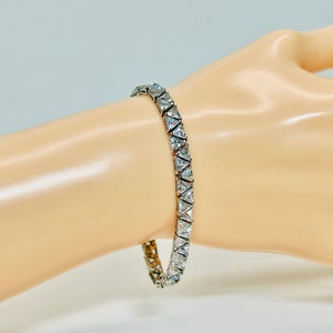 Vintage Sterling Silver Cubic Zirconia Tennis Bracelet Sterling CZ 925 MJI