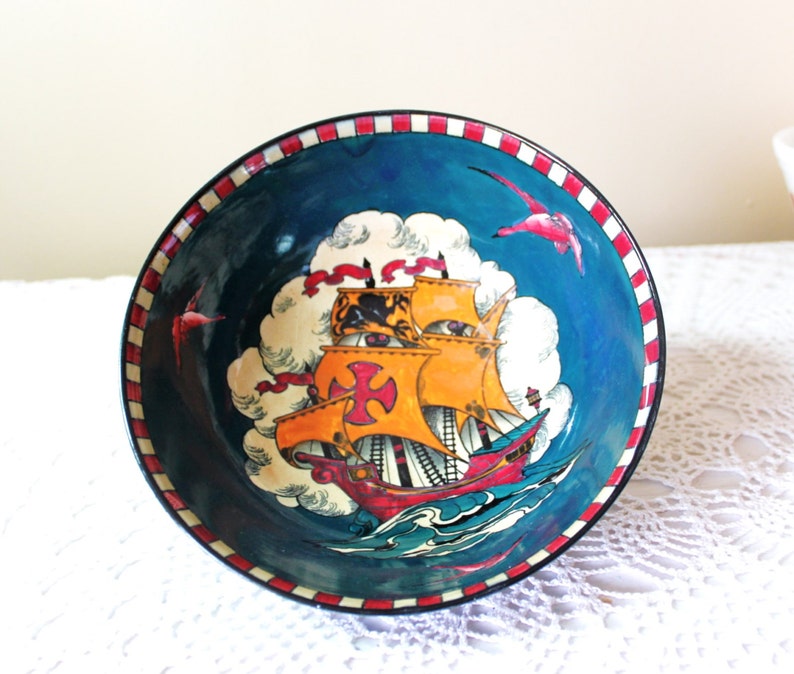 RARE Vintage Regalware Viking Bowl, Nautical Themed Bowl, Made in England image 1