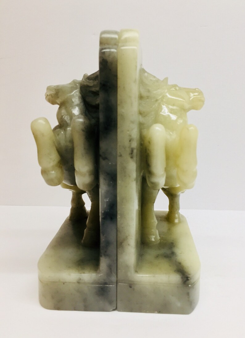 Vintage Soapstone Horse Bookends Pair of Chinese Soapstone Etsy