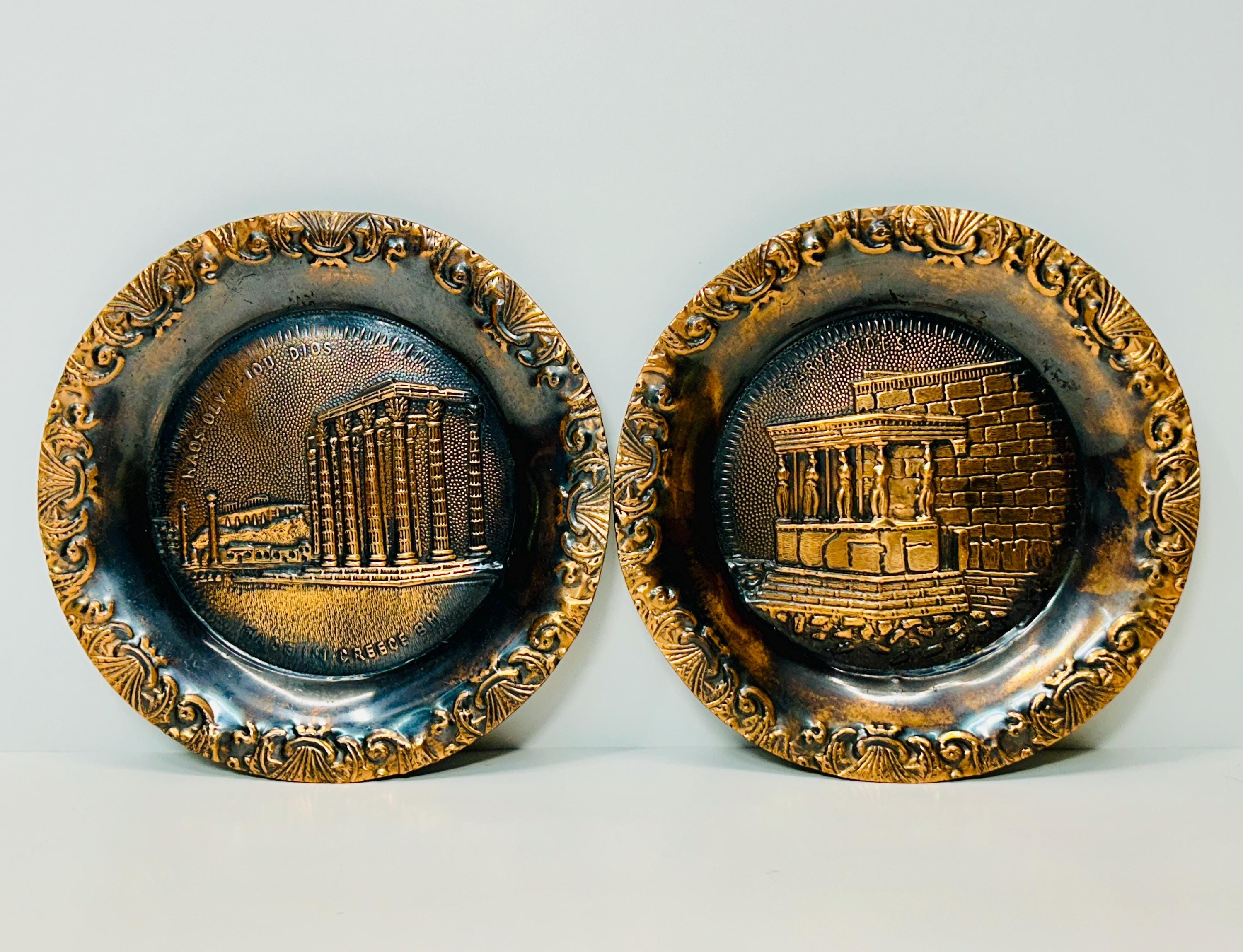 ヴィンテージギリシャ銅壁プレート：アクロポリスと寺院の装飾 - Etsy 日本