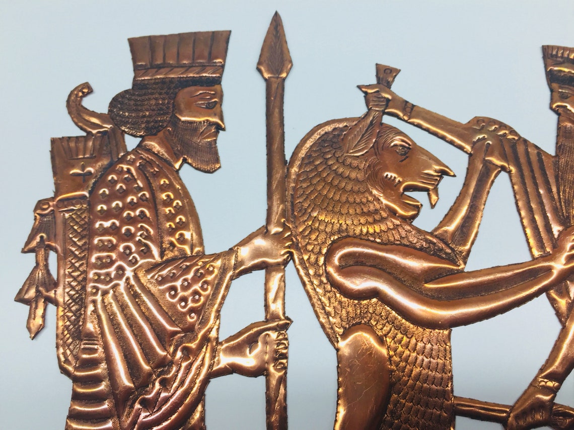 Vintage Copper Art Copper Relief Art Medieval Lion Hunt Design Etsy UK