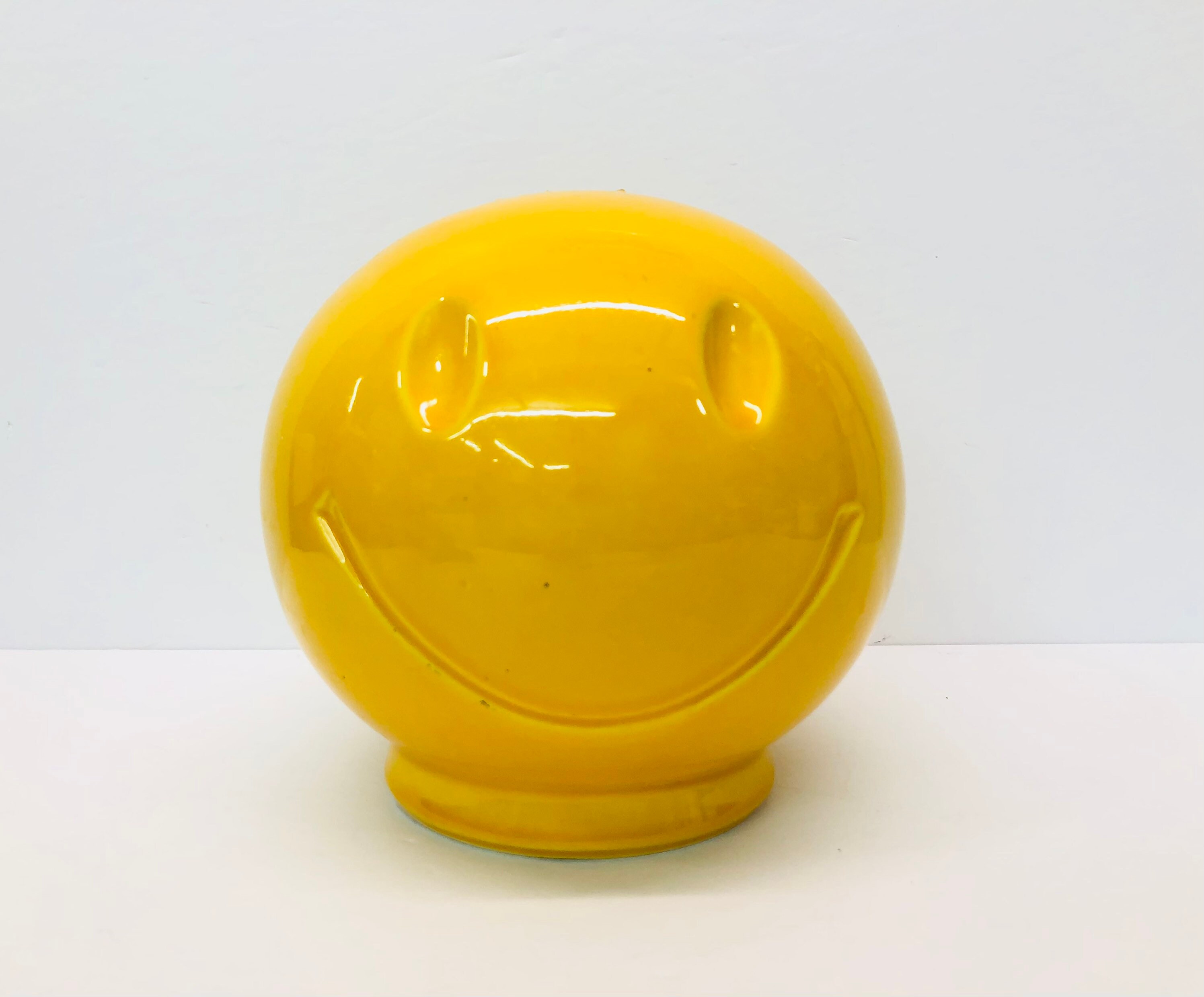 Vintage Mccoy Yellow Smiley Face Coin Bank RARE Marked USA Etsy