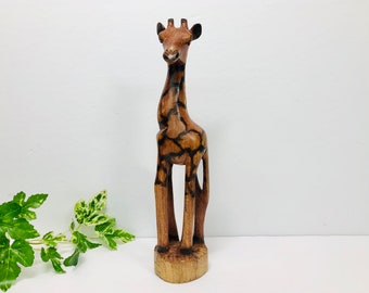 ヴィンテージの木製キリン、アフリカンレトロ、ミッドセンチュリー1960