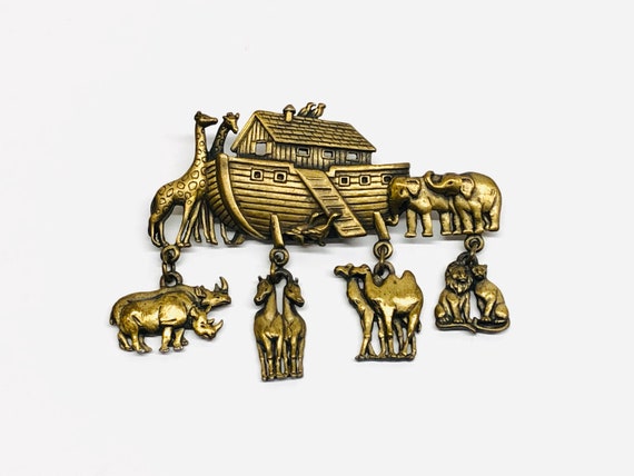 Vintage Noah's Ark Brooch Jonette Jewelry Signed … - image 5