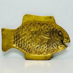 Vintage Brass Fish Trinket Dish Ring Catch All Dish Boho Bohemian Decor