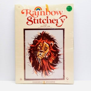 Vintage Lion Stitchery Kit 1978 SEALED and Unused Rainbow Stitchery Kit Embroidery Kit