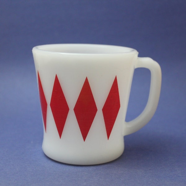 Fire King Mug, Fire King Diamond Mug, Red Diamond Mug