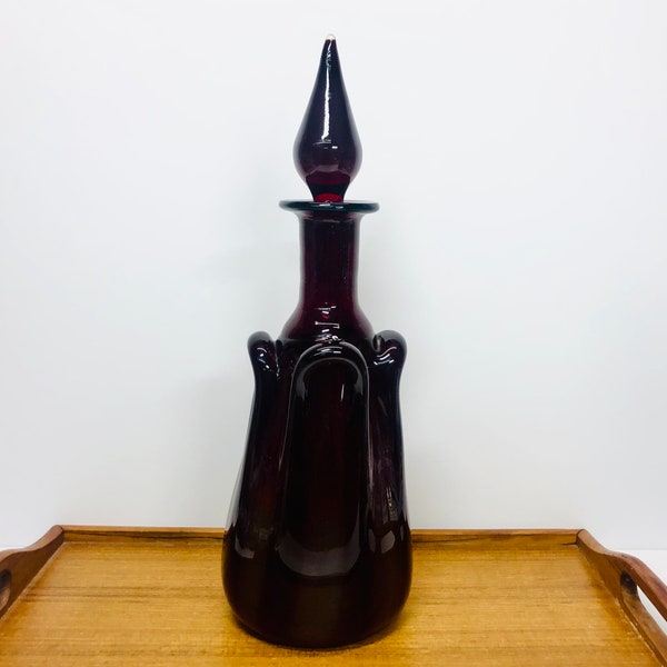 Red Glass Decanter Etsy