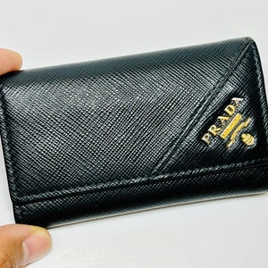 Prada AirTag Saffiano Leather Holder - Black