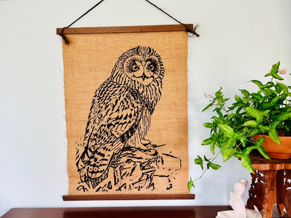 Vintage Owl Screen Print Wall Hanging - 1977 Siri Productions - Etsy