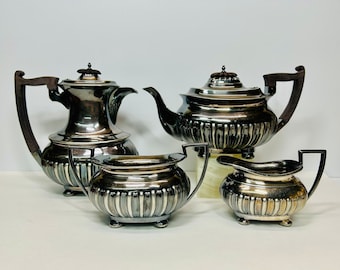 Victorian Silver Treble Plate Tea Set: Simpson Hall & Miller, 1868