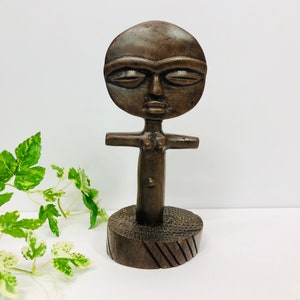 Vintage Carved Wood Ashanti Fertility Doll Sculpture Figurine 7 1/2&quot; Tall Boho Bohemian Décor