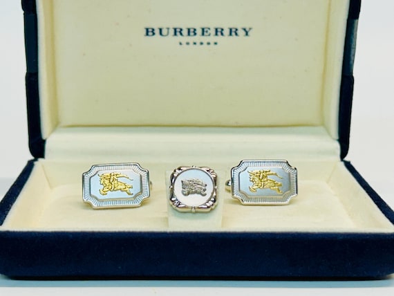 Vintage Burberrys Cufflinks and Tie Pin Tack Equestrian Knight