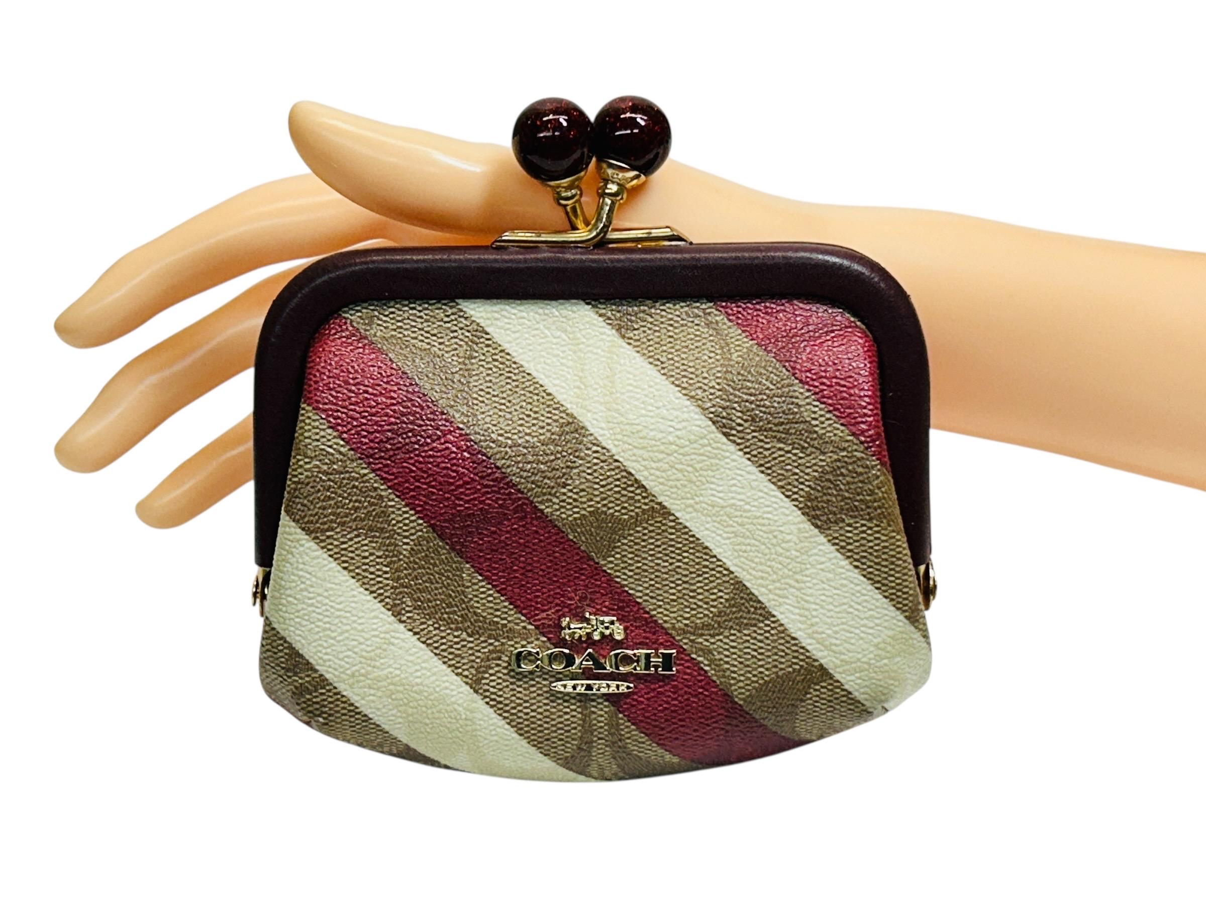 Coach Nora Kisslock Coin Purse Wallet Stripes Used - Etsy