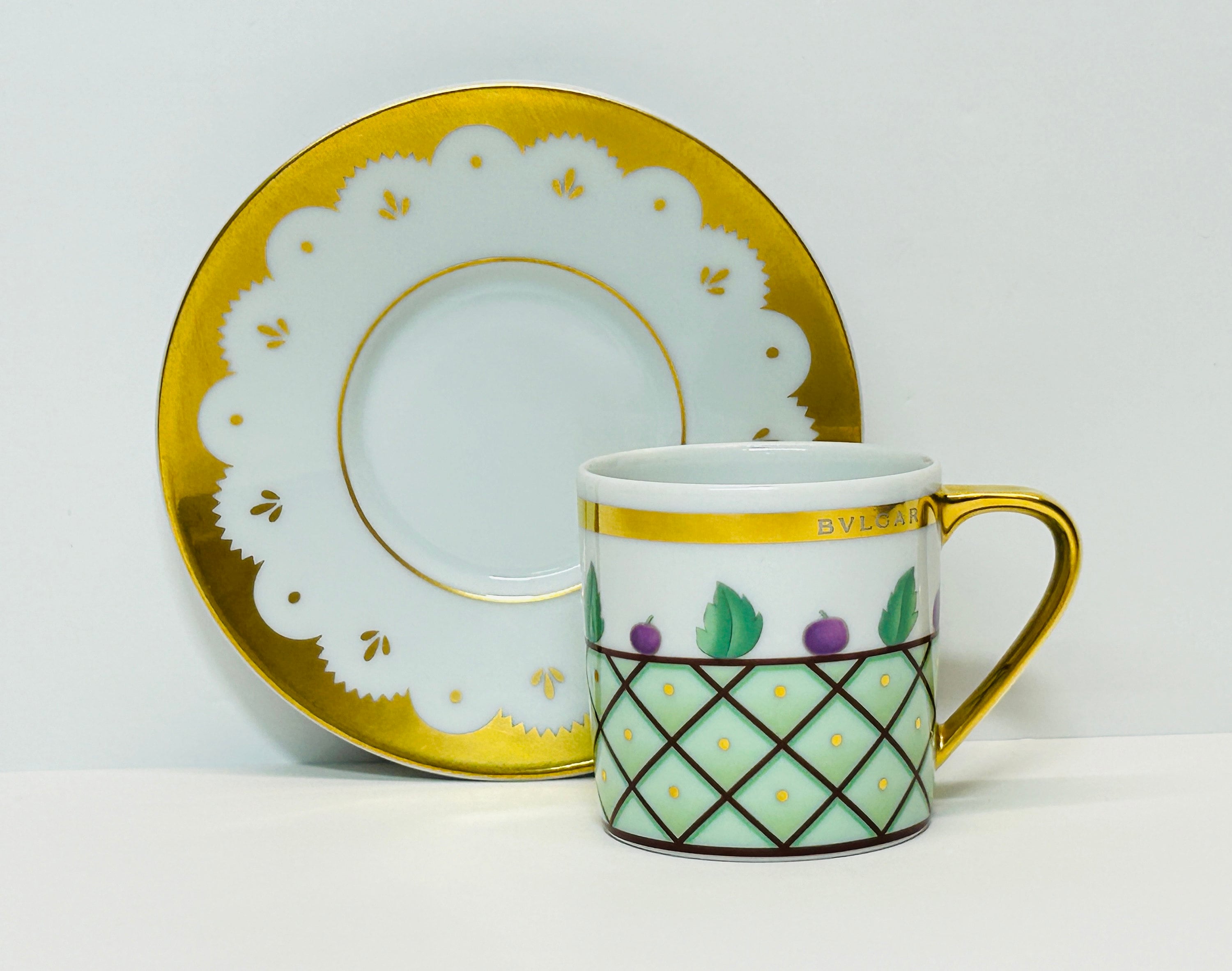 Bvlgari Cassata Dolci Deco Demitasse Cup and Saucer Rosenthal