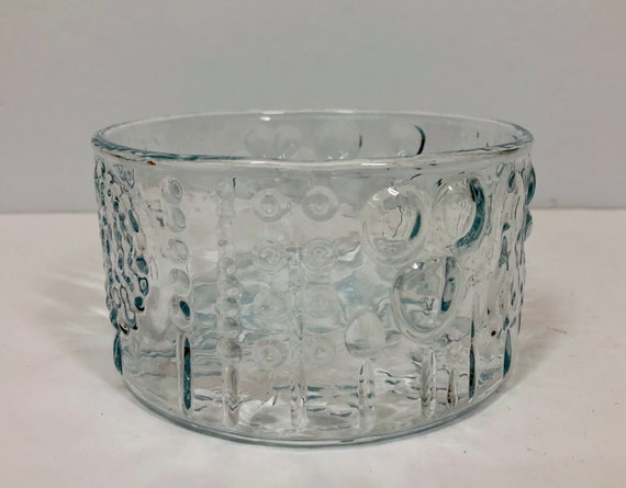 Vintage Iittala Flora Bowl: Oiva Toikka Finnish Textured Glass