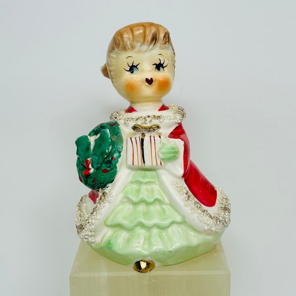 Vintage Keramik Mädchen Weihnachtsglocke Made in Japan 1960er Consco Marilyn Exclusives Kranz Weihnachtsgeschenk