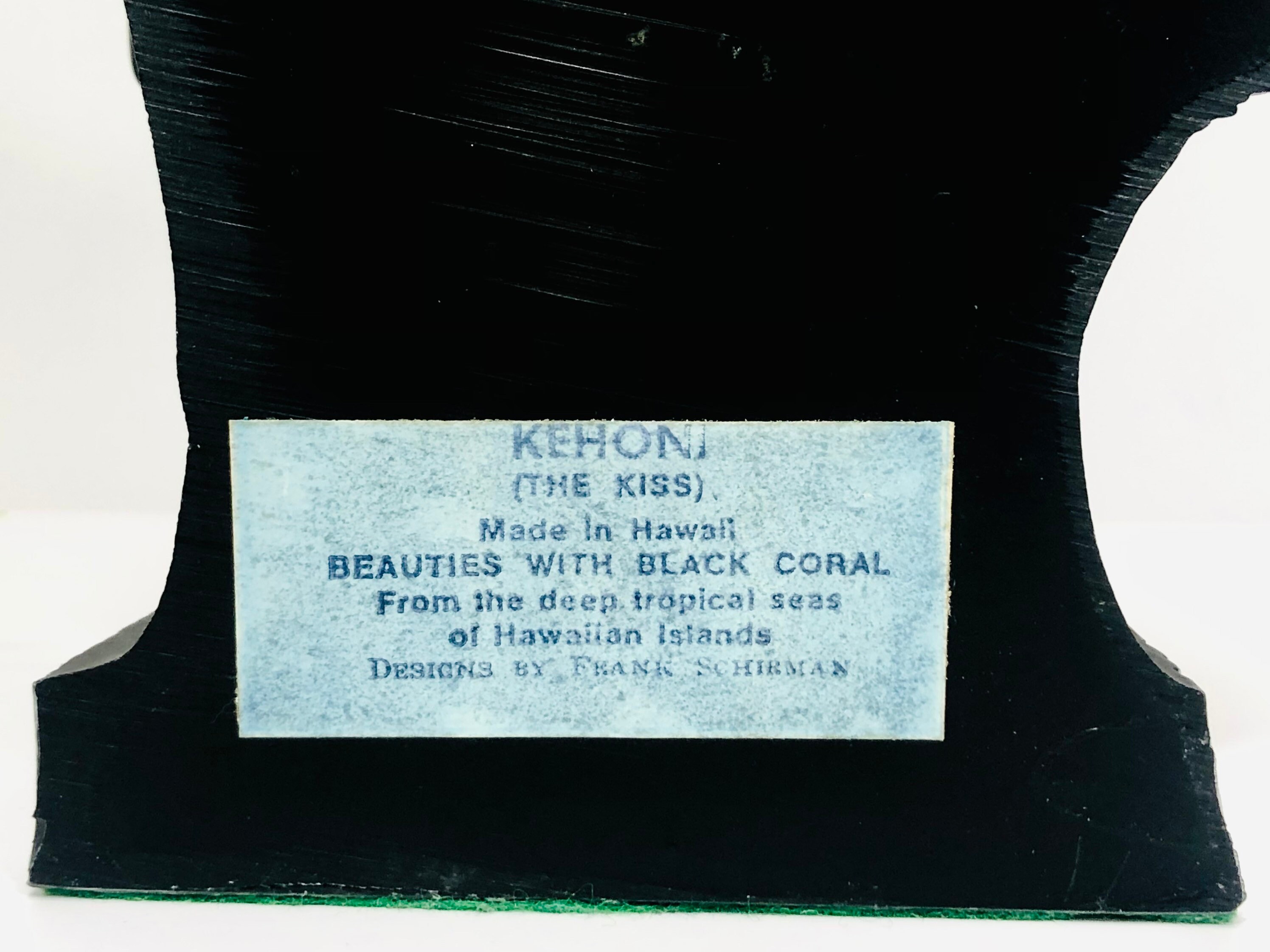 Vintage Frank Schirman Kehoni the Kiss Black Coral Sculpture 1975