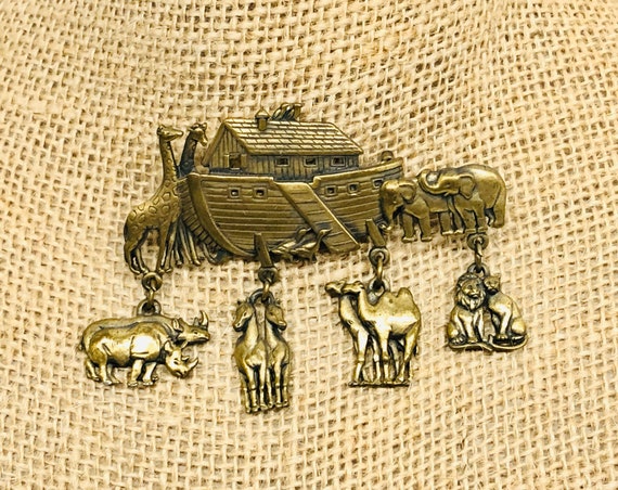 Vintage Noah's Ark Brooch Jonette Jewelry Signed … - image 2