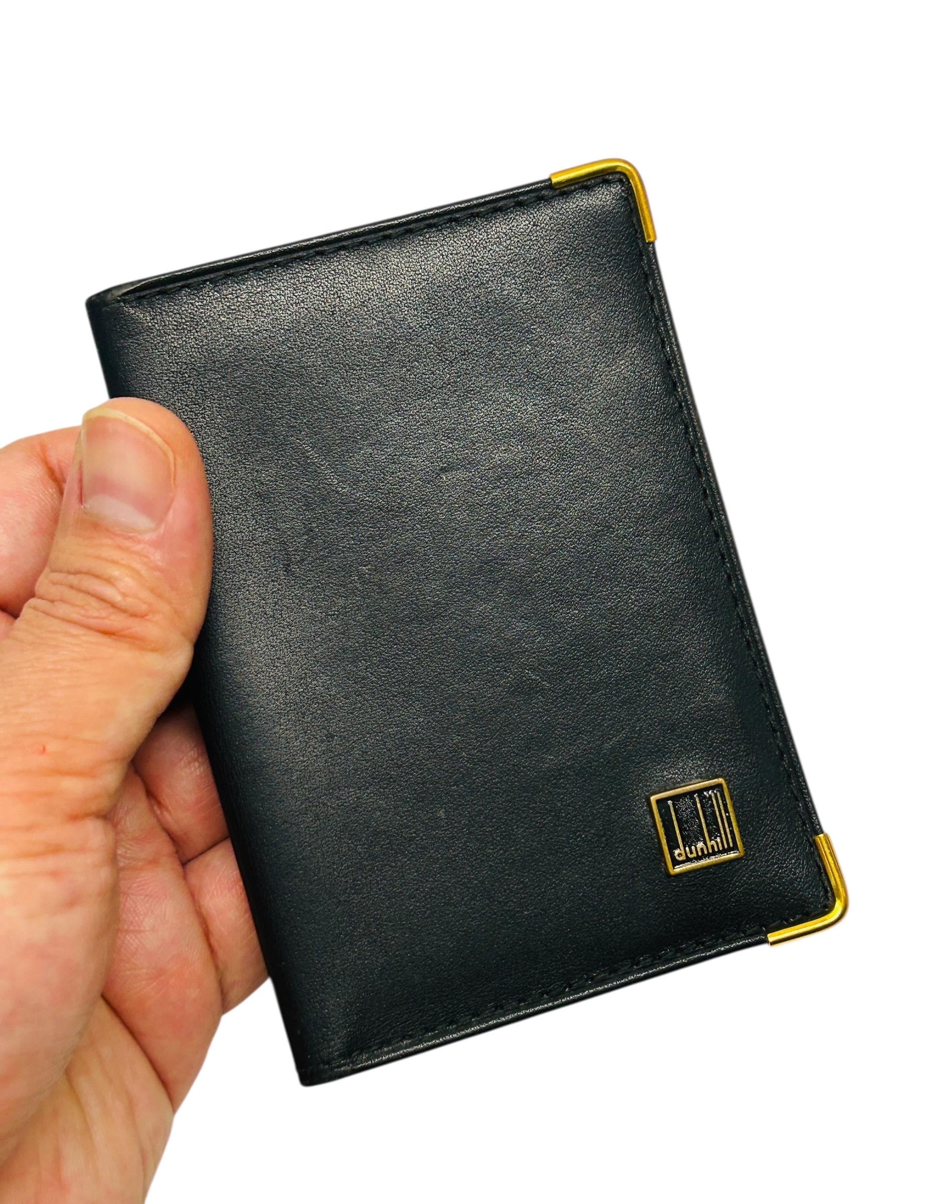 Vintage Dunhill Black Leather ID Passcase Wallet Bifold Credit
