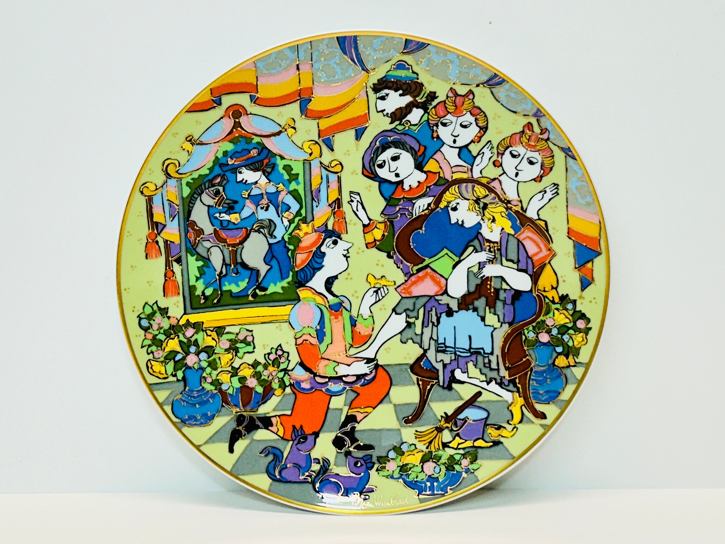 ローゼンタールRosenthal デンマークBjörn Wiinblad壁掛け Vintage Rosenthal Cinderella Wall Plate Fairy Tale