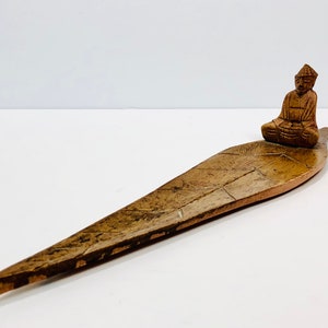 Wooden Buddha Incense Holder Incense Stick Burner Buddha on Leaf Ash Catcher Made in Bali Indonesia