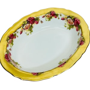 Royal Chelsea Golden Rose Serving Bowl: English Bone China, Gold Gilt