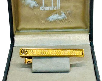 Vintage Alfred Dunhill Tie Clip Gold Toned in Box Wedding Office Prom Gift for Him