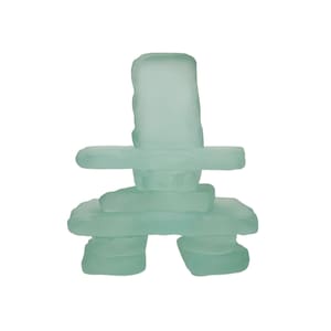 Frosted Glass Inukshuk Sculpture 5" Tall Canadian Art Inuit