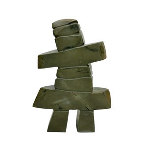 Vintage Inuit Soapstone Inukshuk Sculpture 6 3/4" Stone Carving Figurine First Nations Canadian Art