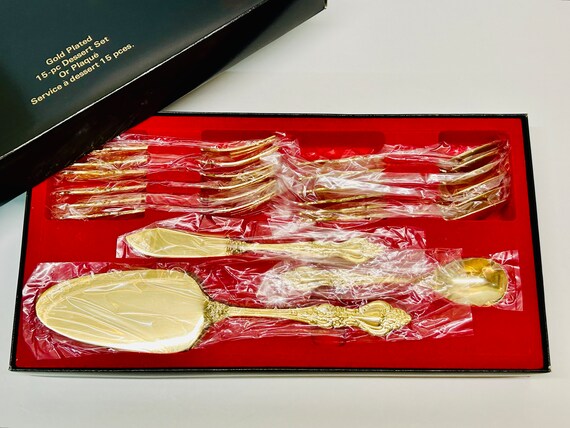 Vintage Gold Plated Dessert Cutlery Set: Royal Sealy Japan High