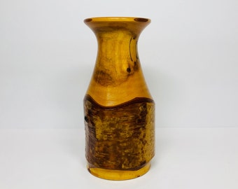 Vintage Turned Natural Wood Vase Rustic Boho Bohemian Decor