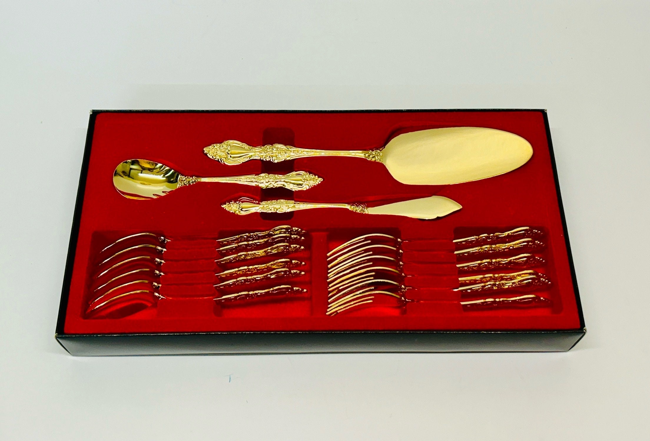 Vintage Gold Plated Dessert Cutlery Set: Royal Sealy Japan High