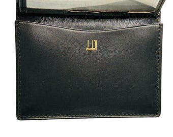 Vintage Dunhill Black Leather ID Passcase Wallet Bifold Credit