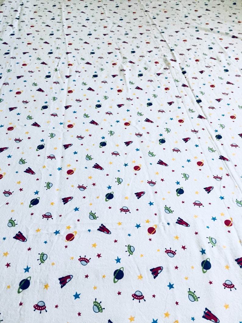 Vintage UFO Rockets Kids Twin Flat Sheet 100/% Cotton by Hillcrest Science Galaxy Universe Kids Bed Sheet