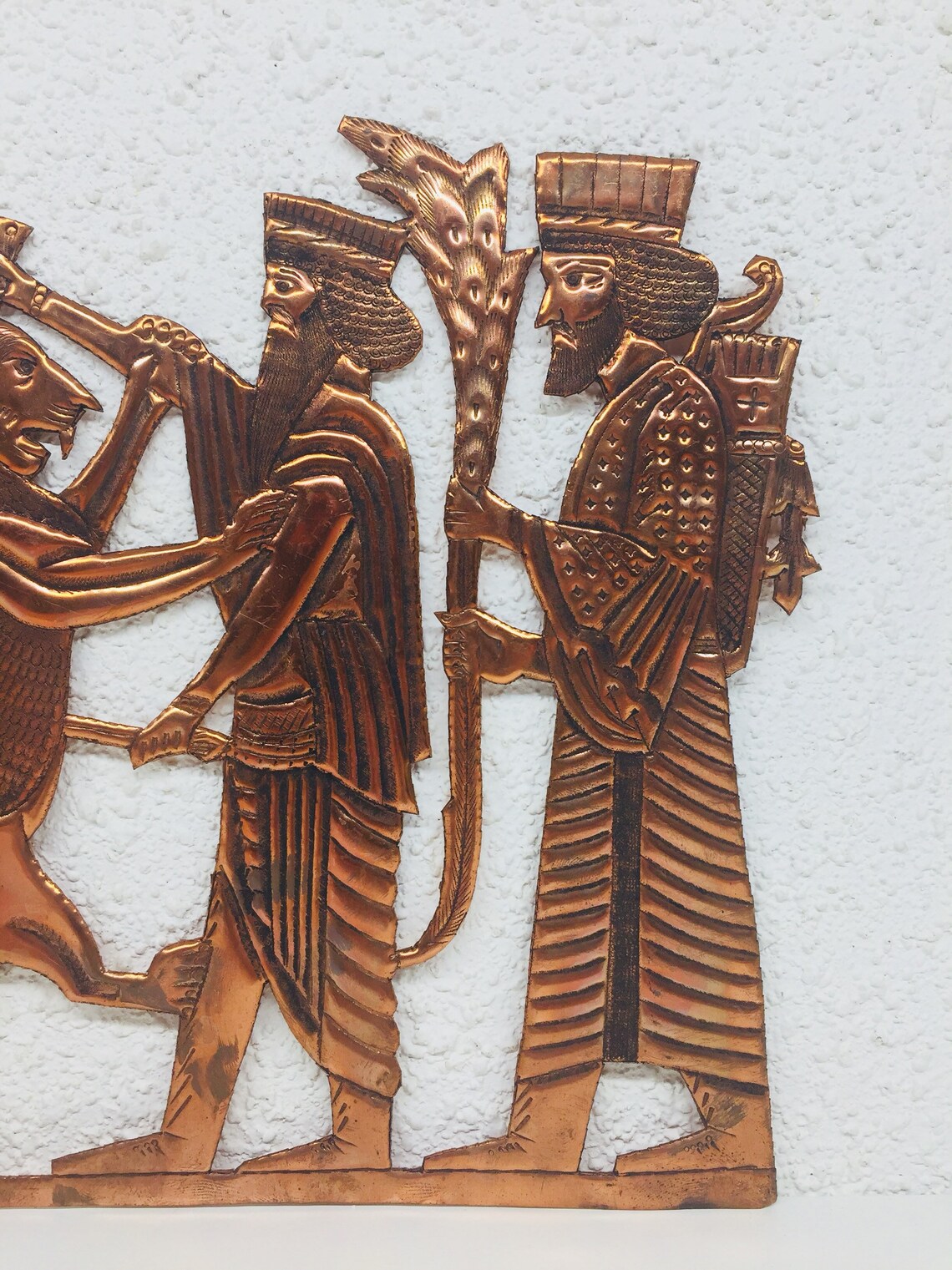 Vintage Copper Art Copper Relief Art Medieval Lion Hunt Design Etsy UK