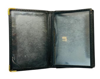 Vintage Dunhill Black Leather ID Passcase Wallet Bifold Credit