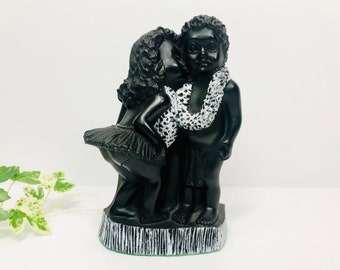 Vintage Frank Schirman Na Ipo Lovers Sculpture: Black Coral
