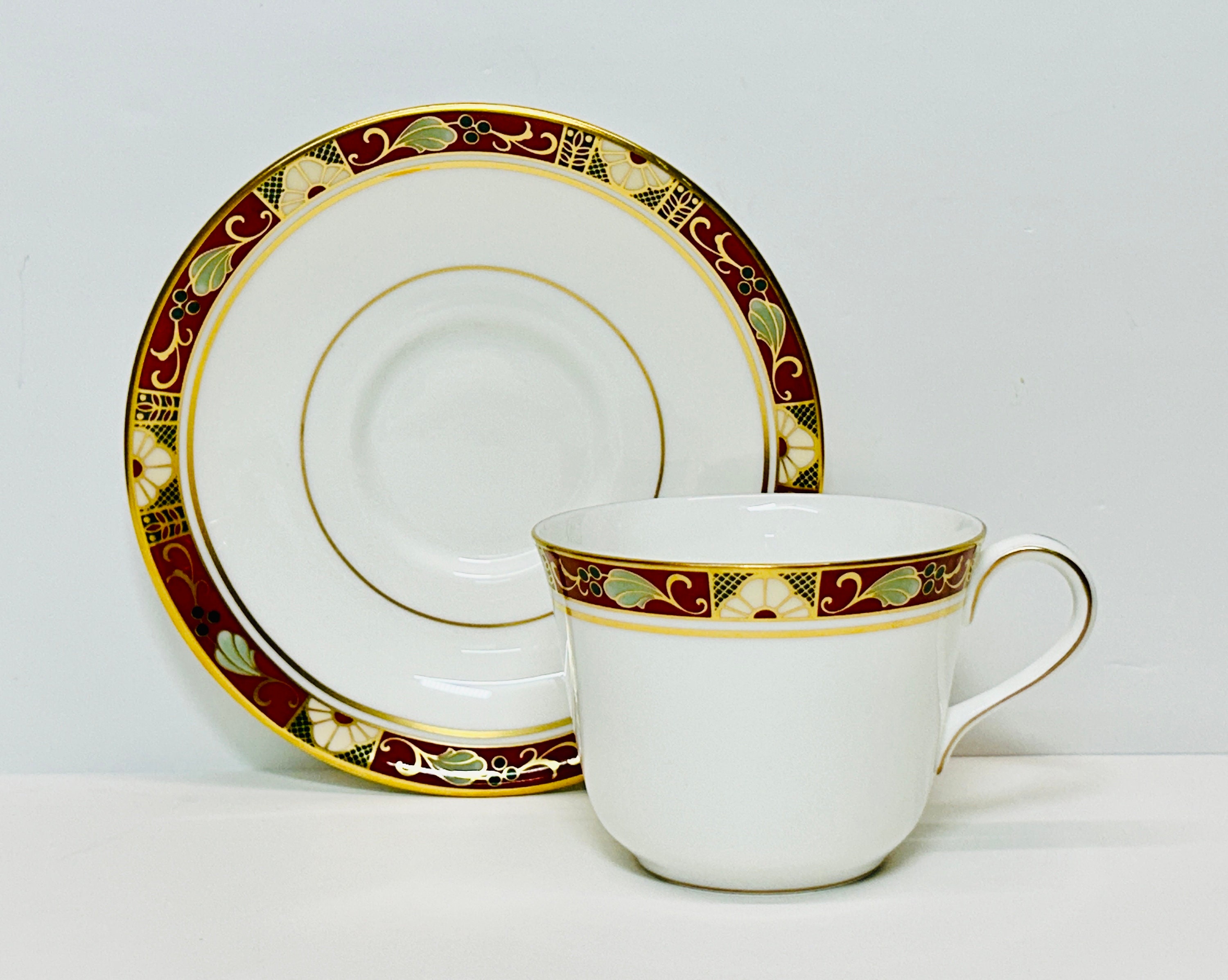 ONE Royal Crown Derby Cloisonne Teacup and Saucer A1317, 8